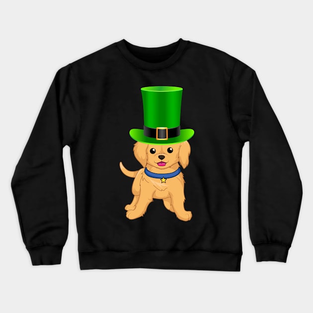 Golden Retriever St Patrick's Day Green Irish Leprechaun Hat - Gift For Golden Retriever Owner Puppy,Saint Patrick's Day, Irish,Ireland ,Leprechaun,Hat Lover Crewneck Sweatshirt by HarrietsDogGifts